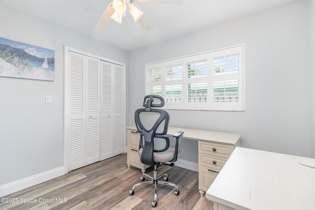 658 Hibiscus Dr, Satellite Beach, FL 32937 - office space featuring ceiling fan and wood finished floors