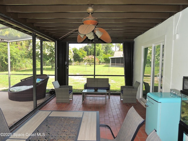 1368 Gleneagles Way, Rockledge, FL 32955 - sunroom / solarium with ceiling fan and an outdoor hangout area