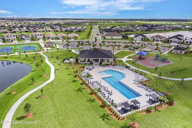 9374 Corvo Ct, Melbourne, FL 32940 - aerial perspective of suburban area featuring a large body of water