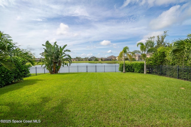 739 Fiddleleaf Cir, Melbourne, FL 32904 - fenced backyard featuring a water view and a residential view