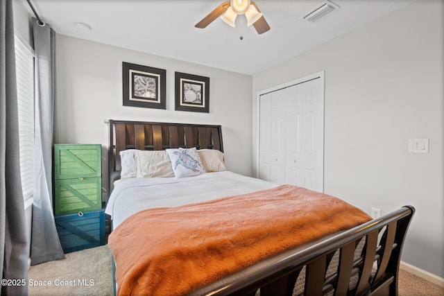 739 Fiddleleaf Cir, Melbourne, FL 32904 - bedroom featuring carpet flooring, a closet, and ceiling fan