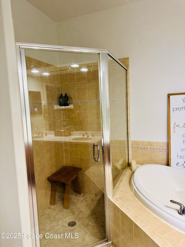 524 Mcguire Blvd, Indian Harbour Beach, FL 32937 - full bathroom featuring a garden tub and a stall shower