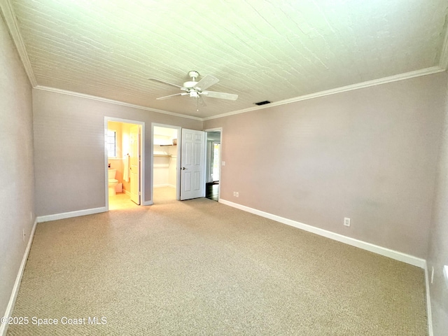658 Ervin St, Sebastian, FL 32958 - empty room featuring ornamental molding, ceiling fan, and carpet flooring