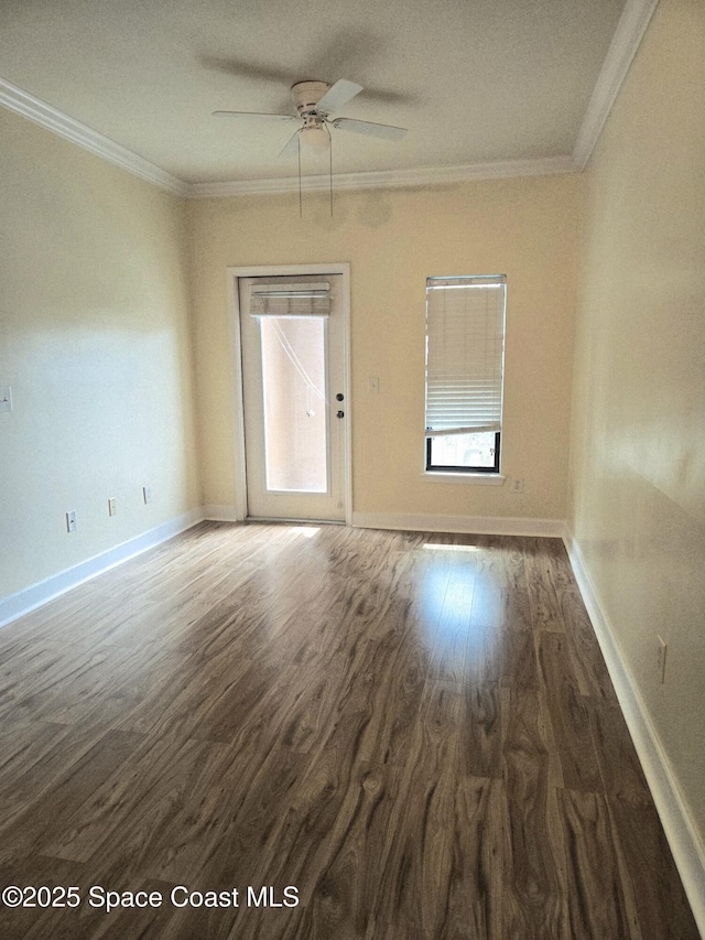 6470 Borasco Dr Unit 2102, Melbourne, FL 32940 - spare room with wood finished floors, crown molding, and a ceiling fan