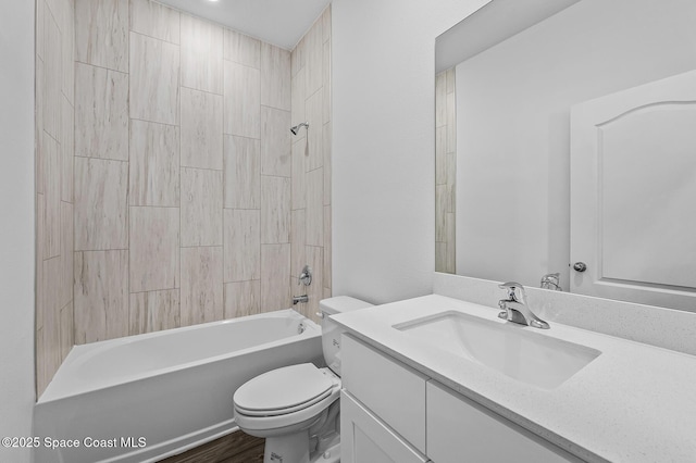 2206 Hialeah St, Palm Bay, FL 32907 - bathroom featuring vanity, shower / tub combination, and wood finished floors