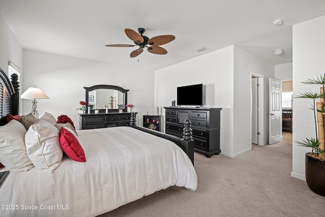 103 Amherst Ln, Sebastian, FL 32958 - bedroom with light carpet and a ceiling fan