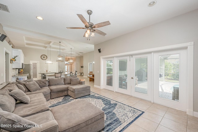 4333 Browning Ln, Rockledge, FL 32955 - living area with light tile patterned floors, healthy amount of natural light, ceiling fan, and recessed lighting