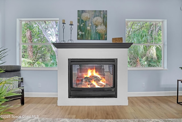 2559 Christopher Dr, Titusville, FL 32780 - detailed view of wood finished floors and a glass covered fireplace