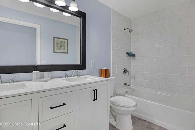2559 Christopher Dr, Titusville, FL 32780 - full bathroom featuring double vanity, tile patterned flooring, and  shower combination