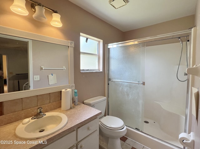 1469 California Dr, Melbourne, FL 32940 - bathroom with vanity, a stall shower, and tile patterned flooring