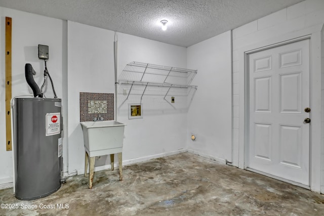 4480 Westview Ln, Titusville, FL 32780 - laundry area with water heater, washer hookup, hookup for an electric dryer, and a textured ceiling
