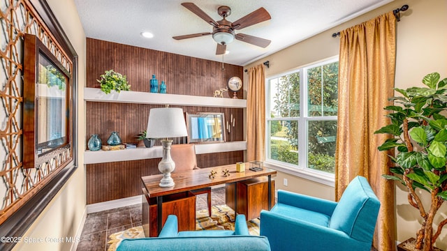 2683 Amati Dr, Kissimmee, FL 34741 - office area featuring a ceiling fan, healthy amount of natural light, a textured ceiling, and recessed lighting
