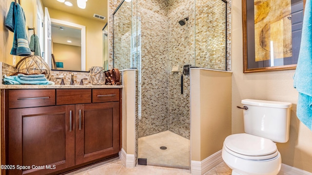 2683 Amati Dr, Kissimmee, FL 34741 - bathroom with vanity, a stall shower, and backsplash
