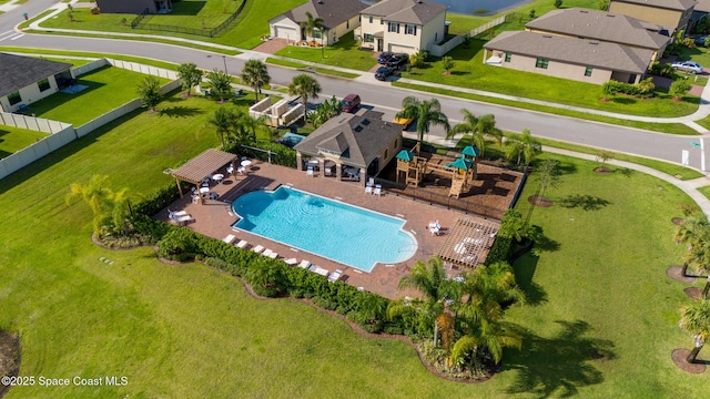 820 Old Country Rd SE, Palm Bay, FL 32909 - aerial perspective of suburban area with a pool