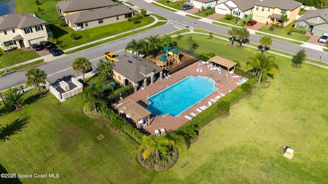 820 Old Country Rd SE, Palm Bay, FL 32909 - aerial perspective of suburban area with a pool
