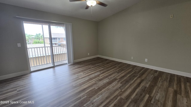 1820 Long Iron Dr Unit 525, Rockledge, FL 32955 - unfurnished room featuring ceiling fan and dark wood-style flooring