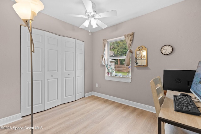312 Tulip Ln, Melbourne, FL 32901 - office featuring ceiling fan and light wood-style flooring