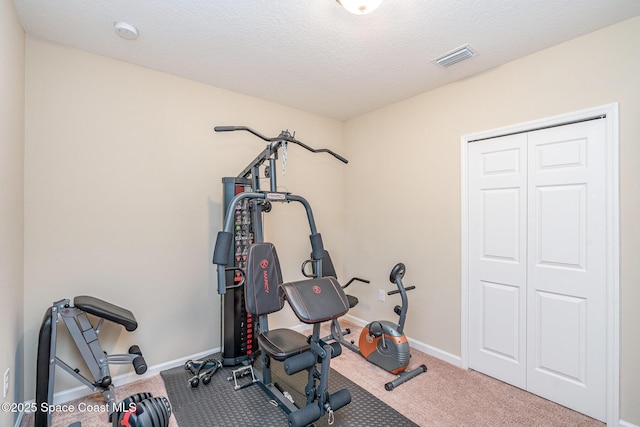 2097 Attilburgh Blvd, Melbourne, FL 32904 - workout room with carpet floors and a textured ceiling