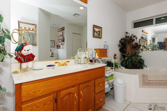 bathroom featuring vanity and tile patterned floors