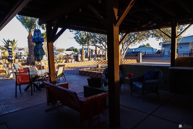 view of patio featuring a gazebo