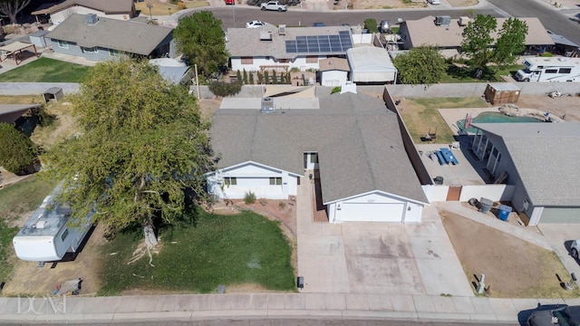 drone / aerial view with a residential view