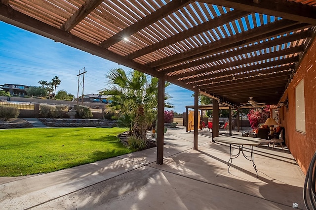 view of patio with a pergola