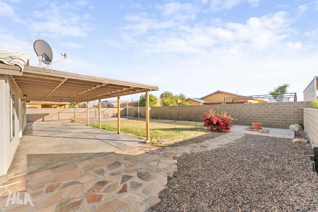 view of yard with a patio area