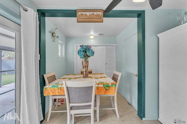 dining space featuring visible vents