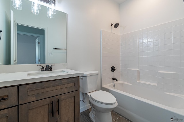 full bathroom with vanity, toilet, and tub / shower combination