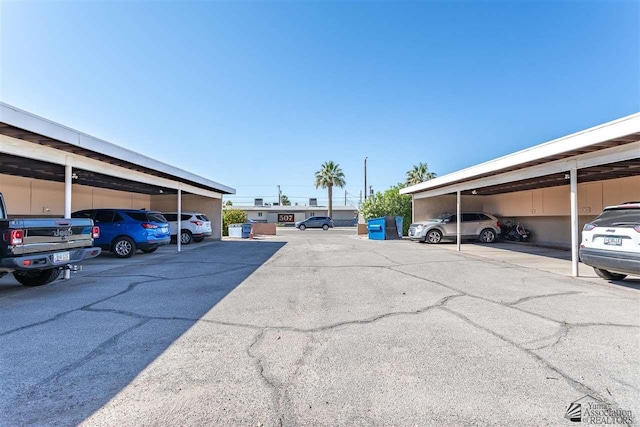 view of parking with a carport