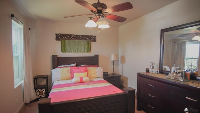 bedroom featuring a ceiling fan