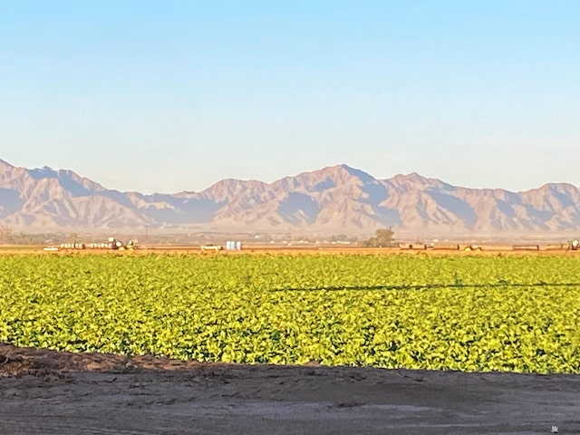 view of mountain feature with a rural view