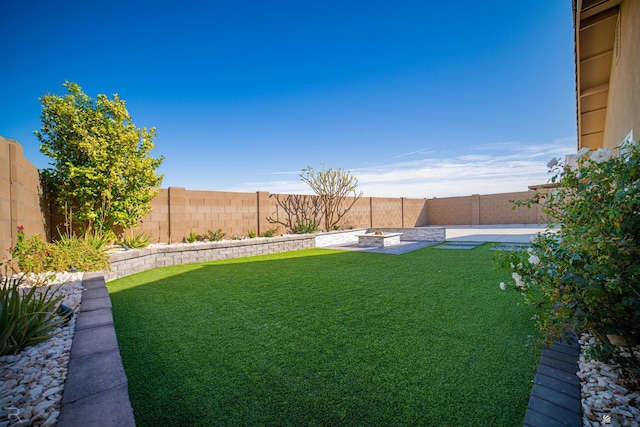 view of yard with a patio area and a fenced backyard