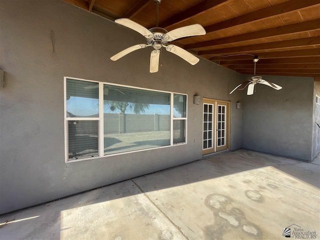 view of patio / terrace featuring ceiling fan