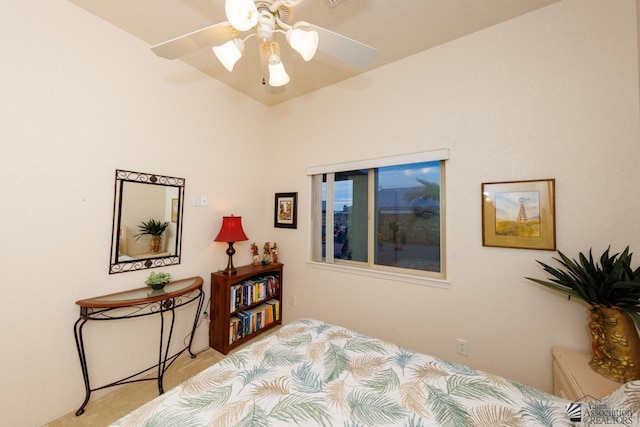 bedroom featuring ceiling fan