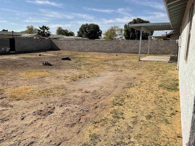 view of yard with a patio area