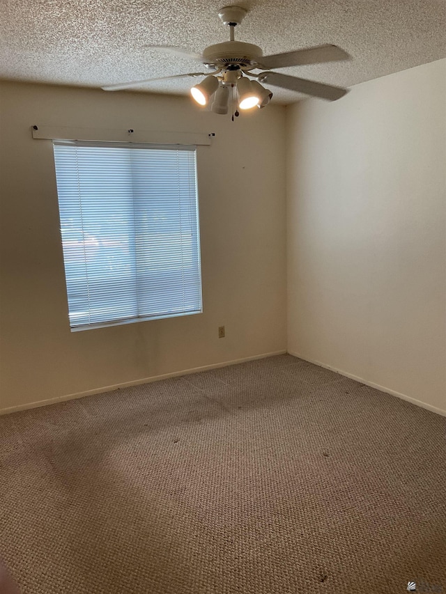 unfurnished room featuring a healthy amount of sunlight, carpet floors, and a textured ceiling