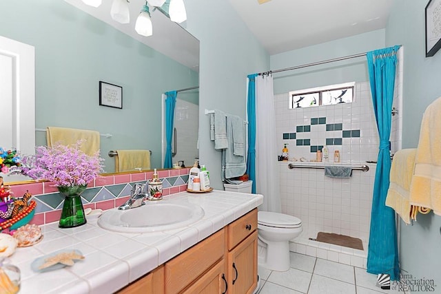 10243 Fairway Loop, Yuma, AZ 85367 - full bathroom with tile patterned flooring, tiled shower, vanity, and toilet