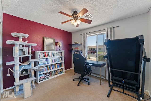 6248 E 42nd Ln, Yuma, AZ 85365 - office space featuring a textured ceiling, a ceiling fan, and carpet floors