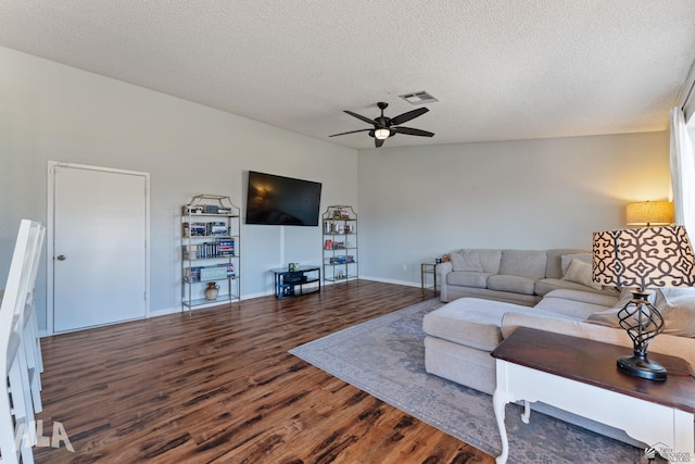 6248 E 42nd Ln, Yuma, AZ 85365 - living room with wood finished floors, a textured ceiling, and a ceiling fan