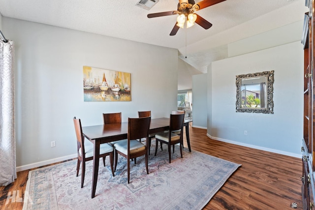 6248 E 42nd Ln, Yuma, AZ 85365 - dining space featuring wood finished floors, ceiling fan, and lofted ceiling