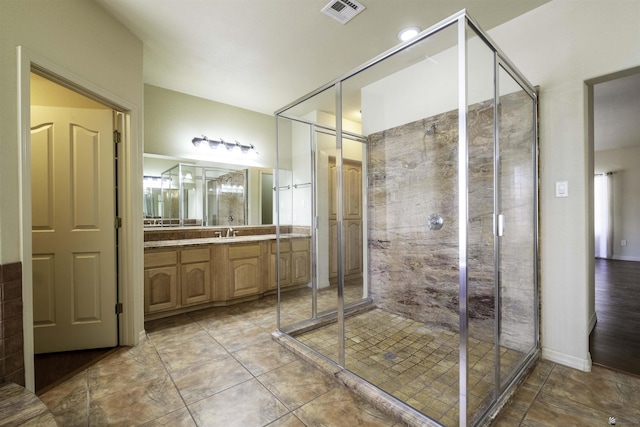 14158 E 49th Dr, Yuma, AZ 85367 - full bath with visible vents, vanity, and a shower stall
