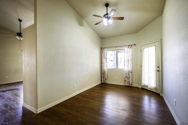14158 E 49th Dr, Yuma, AZ 85367 - spare room with ceiling fan, baseboards, and dark wood-type flooring
