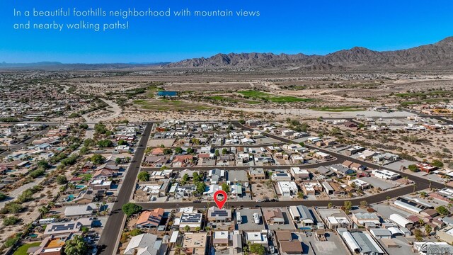 14307 E 49th Ln, Yuma, AZ 85367 - drone / aerial view with a desert view, a mountain view, and a residential view