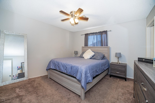 3168 W 31st Ln, Yuma, AZ 85364 - bedroom with carpet floors, a textured ceiling, a ceiling fan, and baseboards