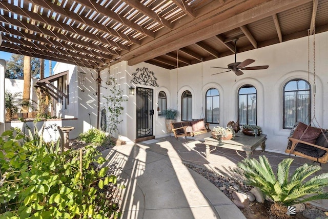 1925 S Ridgeview Dr, Yuma, AZ 85364 - view of patio featuring a pergola and ceiling fan