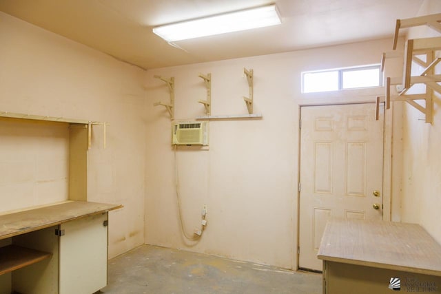 basement with a wall unit AC