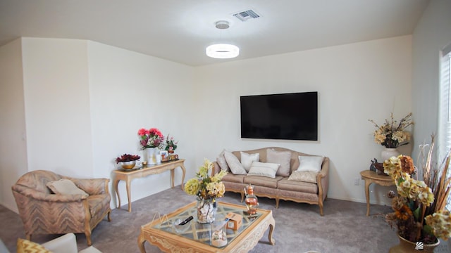 carpeted living area with visible vents