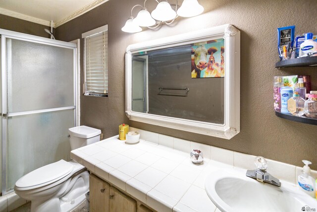 1836 W Allen St, Yuma, AZ 85364 - bathroom with a textured wall, vanity, and a stall shower