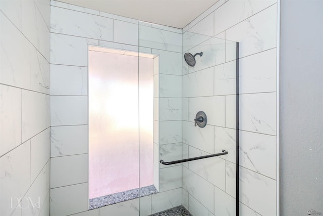 bathroom with a stall shower